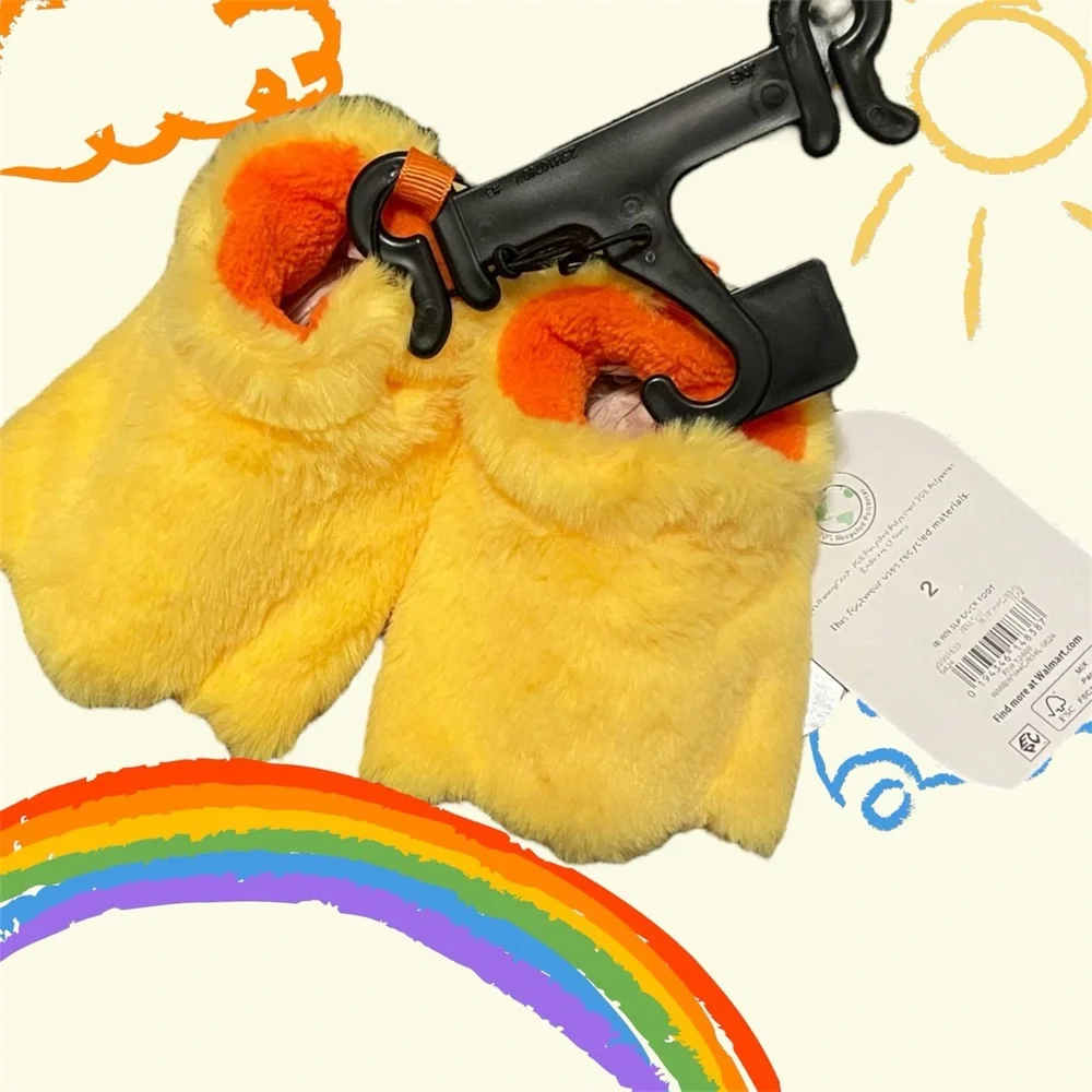 🐥 NWT~ ⭐️Wonder Nation💫 Yellow Cost Fuzzy Kids Slippers Boy or Girl Baby Size 2